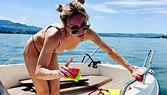 Summer heat in my sexy thong on the boat