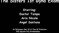 first gyno exam humiliates angel santana and aria nicole spreading shaved pussies
