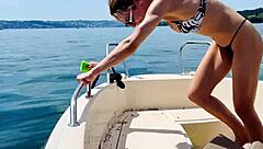 Summer heat in my sexy thong on the boat