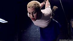 Beg for mercy while I choke your bound blonde slave throat deep?