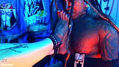 domme chokes gags spits on foot fetish slave!