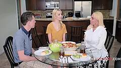 Blonde Bimbo Joins Family Dinner Orgy for Big Ass Tits Action