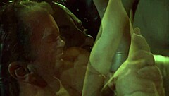 Blonde in metallic purple dress moans from rough doggystyle ass-to-mouth deepthroat