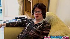 British Tattooed Bitch Banged Hard by Nerd in Casting