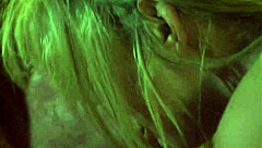 Blonde in metallic purple dress moans from rough doggystyle ass-to-mouth deepthroat