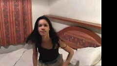 check out this thai ladyboy dancing in jeans skirt revealing big tits
