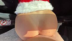 public christmas gift delights snowgirl with outdoor teasing and wet pussy ride
