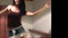 check out this thai ladyboy dancing in jeans skirt revealing big tits