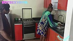 early morning tempts horny young couple into kitchen cock pounding frenzy