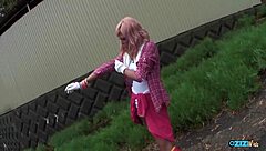 pink haired hoe bends over for ass licking then rough fucking
