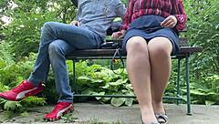 horny mature milf exposes pantyhose legs flashing wet pussy outdoor secrets