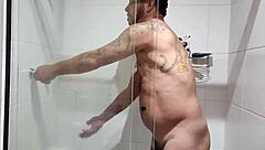 Brazilian huge cock shower cum