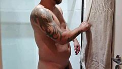 Brazilian huge cock shower cum