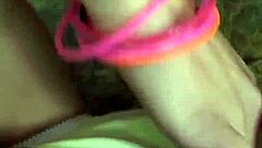 sexy petite teen lesbian fingers shaved pussy outdoors