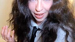 schoolgirl skirt up ready but shy for my thick cock thrust