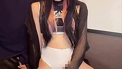 black haired swimsuit crossdresser masturbates quietly