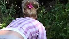 sexy petite teen lesbian fingers shaved pussy outdoors