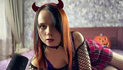 asmr succubus redhead college goth pierces nipples in halloween fetish cosplay