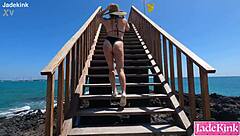 isabela flashes at lookout then sucks and fucks with passion