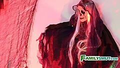 Teen virgin's Halloween family sacrifice turns hardcore fuckfest