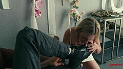 depraved pawg rebel rhyder slurps massive saved cum from boots ass and floor