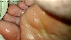 girlfriend licks sucks toes in intense foot worship