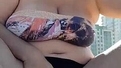 Blonde Milf Pisses on Beach! Big Natural Tits Pussy Lips Exposed