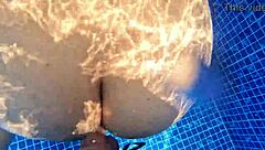 found a stranger with huge ass masturbating by pool, swapped her toy for real cock