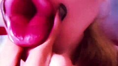 bimbo transformation with huge pink lips and glasses for fetish fun