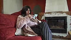 perverted milf milks young stud's load onto her pregnant hairy pussy