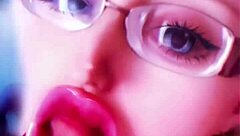 bimbo transformation with huge pink lips and glasses for fetish fun