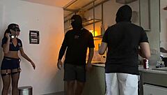 Police carnival slut takes double vaginal from robbers right there