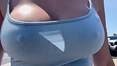 artemisia love's braless outdoor strut teases hard nipples