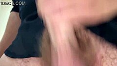 He rips sexy panties jerks huge cock dirty talk spits on it gasping