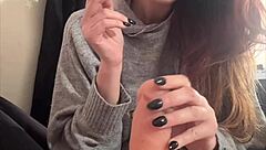 italian milf artemisia love smokes while dildoing big tits