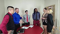 office sluts go crazy with double penetration interracial