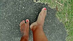 barefoot beach feet dirt fetish stroll