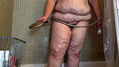 Juicy Fat Ass BBW Granny Showers with Dripping Pussy Lips!