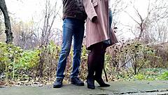 Curvy Milf Pisses on Street Pleasing Lover Doggystyle Again