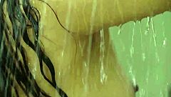 petite ebony milf strips nude for outdoor shower tease