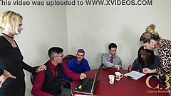 office sluts go crazy with double penetration interracial