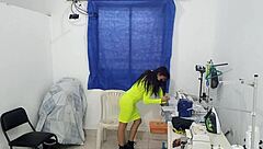 slutty designer flaunts huge tits at work
