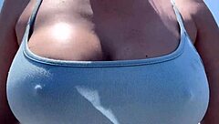 artemisia love's braless outdoor strut teases hard nipples