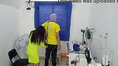 slutty designer flaunts huge tits at work