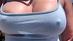 artemisia love's braless outdoor strut teases hard nipples