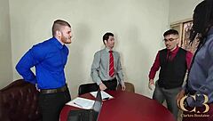office sluts go crazy with double penetration interracial