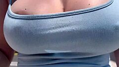 artemisia love's braless outdoor strut teases hard nipples