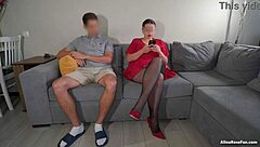 Sexy aunt in pantyhose legs seduces nephew for taboo fetish play