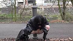 GOTHIC EXHIBITIONIST FAYTH CORBIN FLASHES PUBLIC PUSSY!