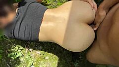 Colombian Babe's Outdoor Anal Creampie in Forest with Rough Pussy Spread  